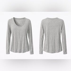 Light Gray Long-Sleeve Scoop Neck Women's Top